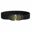 Allegra K Women Gold Tone Flower Design Metal Interlocking Buckle Elastic Cinch Belt Waistbelt 2 Allegra K Women Gold Tone Flower Design Metal Interlocking Buckle Elastic Cinch Belt Waistbelt