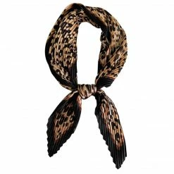 Allegra K Accessories Leopard Print Pleated Rhombus Scarf Neck Scarves Neckerchief For Women Lady