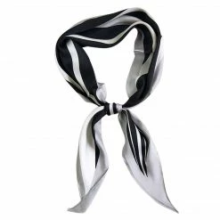 Allegra K Accessories Women Satin Rhombus Neck Scarf Stripe Print For Shirts Ponytail Neckerchief Bag Accessory For Summer Bandana