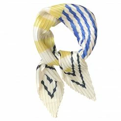 Allegra K Crinkle Pleated Stripe Rhombus Neck Scarf Crumple Neckerchief For Women