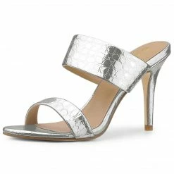 Allegra K Women's Open Toe Stiletto Heel Slide Sandals