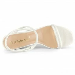 Allegra K Women's Opened Toe Ankle Strap Chunky Heeled Sandals