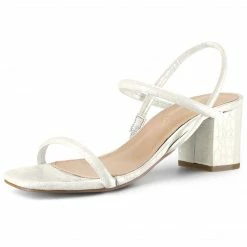 Allegra K Women's Opened Toe Ankle Strap Chunky Heeled Sandals