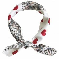 Allegra K 50cm Women Love Heart Silky Square Scarves Kerchief Neck Hair Scrunchies Scarf Neckerchief