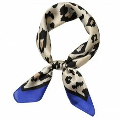 Allegra K 70cm Large Leopard Print Square Scarves Silk Like Kerchief Neck Head Scarf Neckerchief