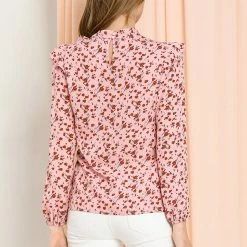 Allegra K Women's Side Bow Tie Neck Long Sleeve Ruffled Floral Blouse 30 Allegra K Women's Side Bow Tie Neck Long Sleeve Ruffled Floral Blouse