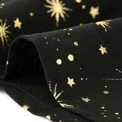 Allegra K Women's Stand Collar Long Sleeve Metallic Dots Stars Blouse Top