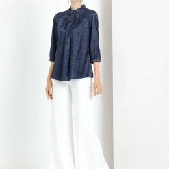 Allegra K Women's Elegant Satin 3/4 Sleeve Blouse Pleated High Collar Work Top 16 Allegra K Women's Elegant Satin 3/4 Sleeve Blouse Pleated High Collar Work Top