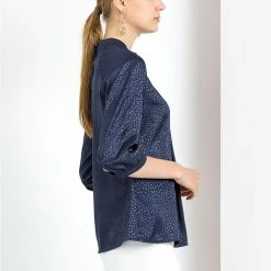 Allegra K Women's Elegant Satin 3/4 Sleeve Blouse Pleated High Collar Work Top 17 Allegra K Women's Elegant Satin 3/4 Sleeve Blouse Pleated High Collar Work Top