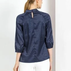 Allegra K Women's Elegant Satin 3/4 Sleeve Blouse Pleated High Collar Work Top 18 Allegra K Women's Elegant Satin 3/4 Sleeve Blouse Pleated High Collar Work Top