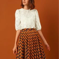 Allegra K Women's 3/4 Lantern Sleeve Semi Sheer Vintage Lace Tops 34 Allegra K Women's 3/4 Lantern Sleeve Semi Sheer Vintage Lace Tops