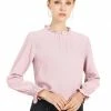 Allegra K Women's Casual Work Long Sleeve Blouse Ruffle Mock Neck Top