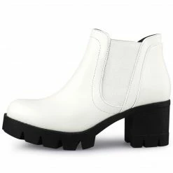 Allegra K Shoes Women's Lug Sole Chunky Heel Chelsea Ankle Boots