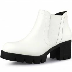 Allegra K Shoes Women's Lug Sole Chunky Heel Chelsea Ankle Boots