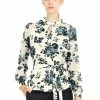 Allegra K Women's Elegant Work Shirts Long Raglan Sleeve Collared Tops Floral Peplum Blouses