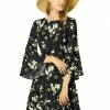 Allegra K Women's Floral Prints Bell Sleeve Ruffle Hem Fit And Flare Dress 1 Allegra K Women's Floral Prints Bell Sleeve Ruffle Hem Fit And Flare Dress