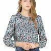 Allegra K Women's Ruffle Collar Ruched Loose Top Long Sleeve Vintage Chiffon Boho Floral Blouse 1 Allegra K Women's Ruffle Collar Ruched Loose Top Long Sleeve Vintage Chiffon Boho Floral Blouse