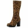 Allegra K Women's Mid Calf Block Heel Boots Shoes