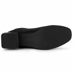 Allegra K Women's Square Toe Chunky Electroplated Heel Ankle Boots Shoes