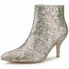 Allegra K Shoes Women's Glitter Pointed Toe Stiletto Heel Ankle Boots