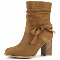 Allegra K Shoes Women's Slouchy Chunky Heel Ankle Boots