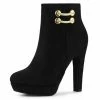 Allegra K Shoes Women's Round Toe High Chunky Heel Platform Ankle Boots