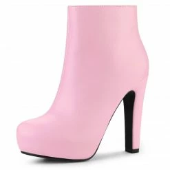 Allegra K Women's Platform Chunky Heel Ankle Boots