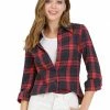 Allegra K Women's Button Down Collar Long Sleeve Top Plaid Shirt 2 Allegra K Women's Button Down Collar Long Sleeve Top Plaid Shirt