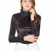 Allegra K Women's Polka Dots Turtle Neck Stretch Velvet Peasant Top 2 Allegra K Women's Polka Dots Turtle Neck Stretch Velvet Peasant Top