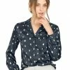 Allegra K Women's Satin Polka Dots Blouses Elegant Camp Collar Long Sleeve Button Up Shirt 2 Allegra K Women's Satin Polka Dots Blouses Elegant Camp Collar Long Sleeve Button Up Shirt