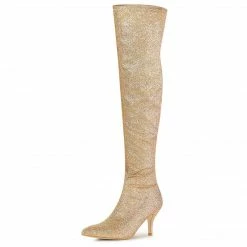 Allegra K Shoes Women's Glitter Pointed Toe Stiletto Heel Over The Knee High Boots 26 Allegra K Shoes Women's Glitter Pointed Toe Stiletto Heel Over The Knee High Boots