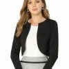 Allegra K Women's Open Front Bolero Shrug Curved Hem Crop Top Cardigan