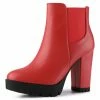 Allegra K Women's Round Toe Zipper Block Heel Platform Ankle Boots