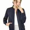 Allegra K Women's Ligheweight Stand Collar Pockets Full Zip Jacket