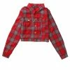 Allegra K Women Classic Vintage Button Front Closure Chest Pocket Plaid Crop Jacket