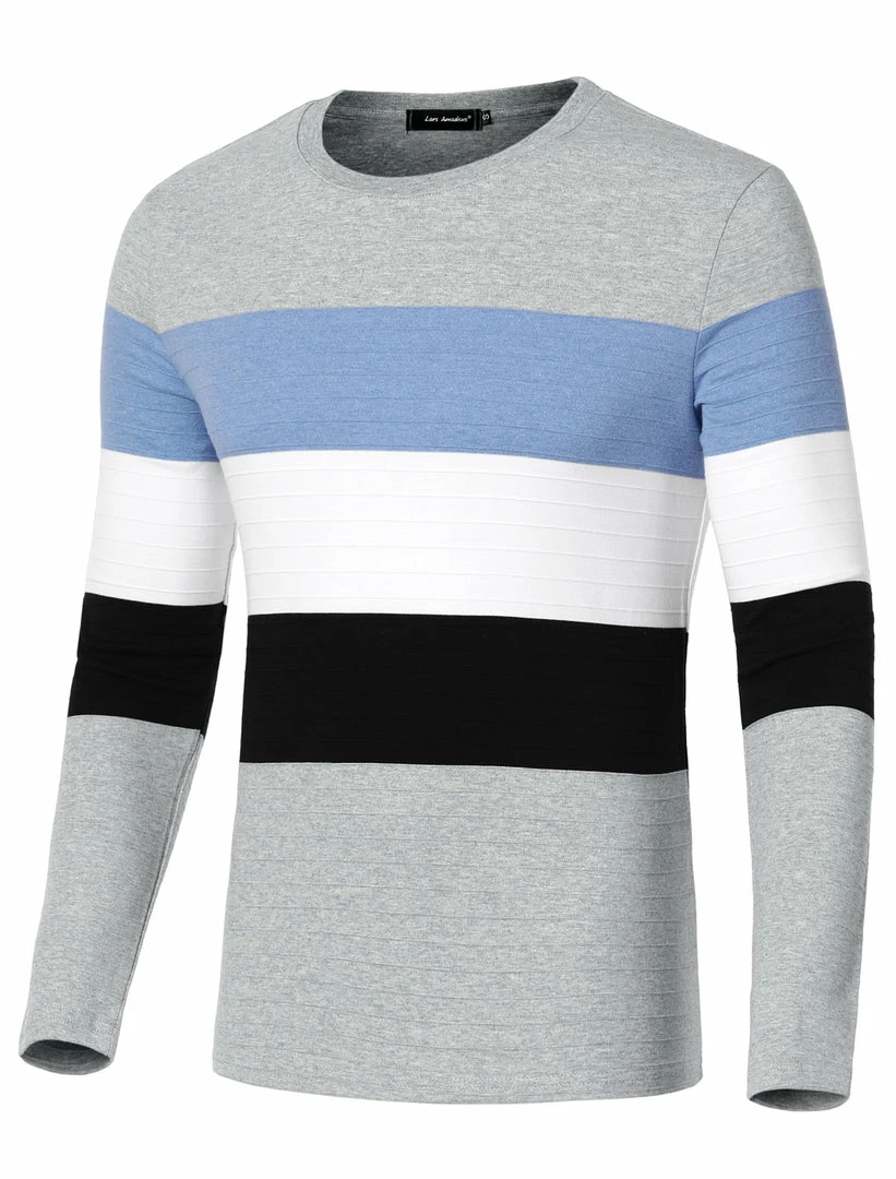 Allegra K Tops Men's Father's Day Basic Color Block Crew Neck Casual Pullover Long Sleeve Tees 3 Allegra K Tops Men's Father's Day Basic Color Block Crew Neck Casual Pullover Long Sleeve Tees