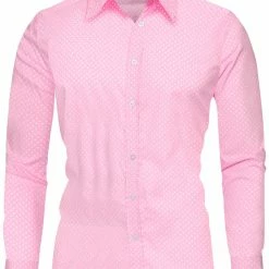 Allegra K Men's Shirts Long Sleeve Polka Dots Prints Slim Fit Button Up Casual Shirt