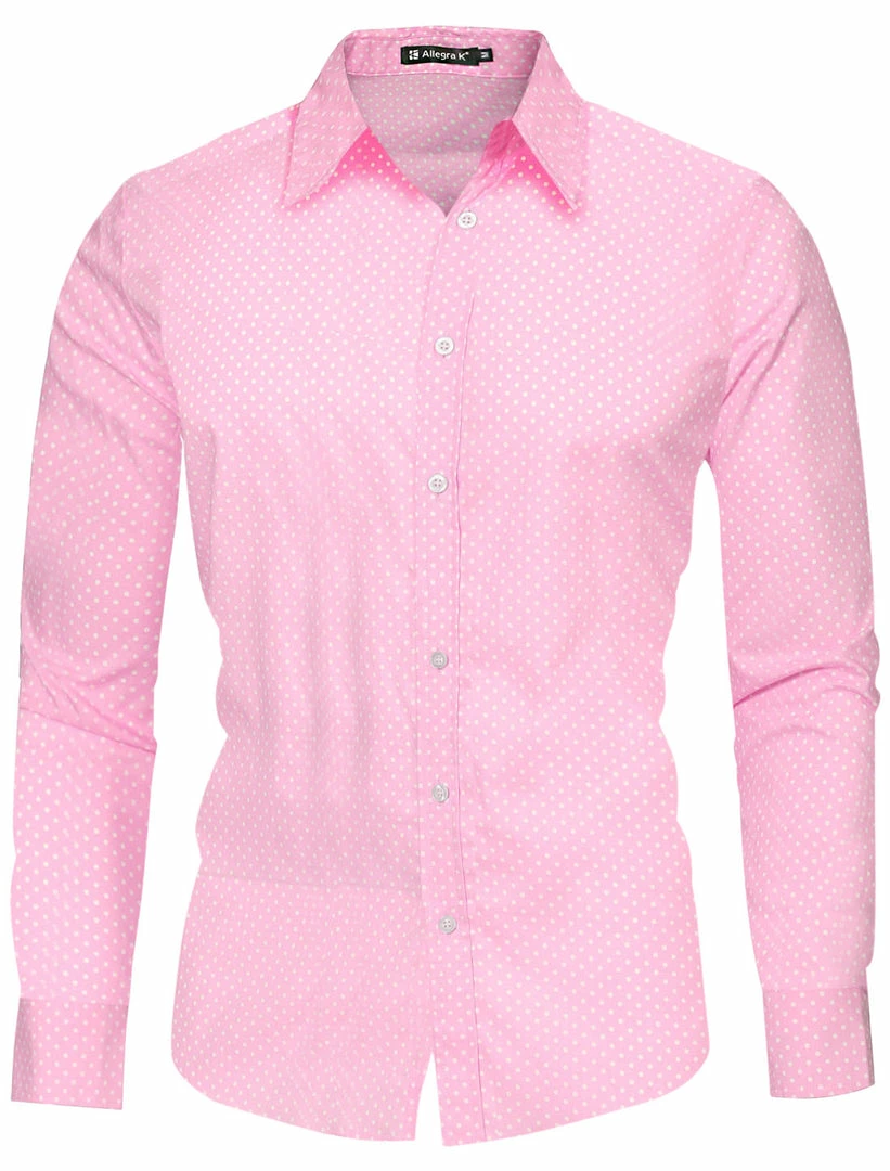 Allegra K Men's Shirts Long Sleeve Polka Dots Prints Slim Fit Button Up Casual Shirt 3 Allegra K Men's Shirts Long Sleeve Polka Dots Prints Slim Fit Button Up Casual Shirt
