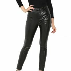 Allegra K Women's Skinny Legging High Waisted PU Faux Leather Pant