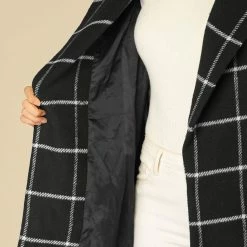 Allegra K Women's Plaid Belted Shawl Collar Wrap Winter Coat