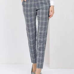 Allegra K Women's Plaid High Waist Straight Pant Trousers Cropped Ankle Tartan Office Pants