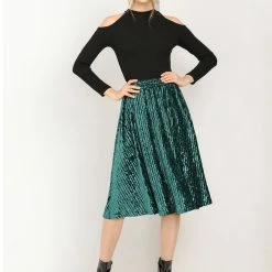 Allegra K Women's Elegant Office Elastic Waist Velvet A-Line Midi Skirt 19 Allegra K Women's Elegant Office Elastic Waist Velvet A-Line Midi Skirt
