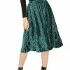 Allegra K Women's Elegant Office Elastic Waist Velvet A-Line Midi Skirt