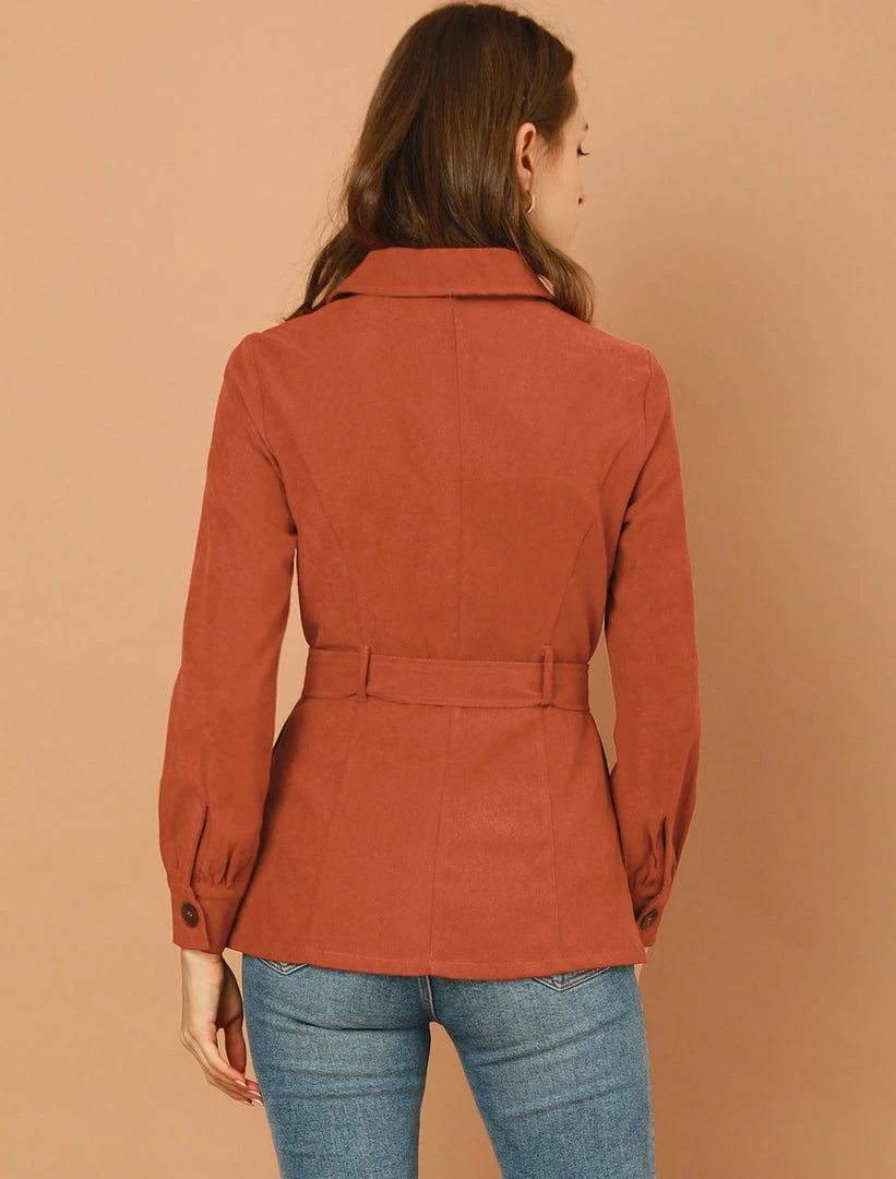 Allegra K Women's Retro Turndown Collar Lantern Sleeve Coat With Belt 6 Allegra K Women's Retro Turndown Collar Lantern Sleeve Coat With Belt