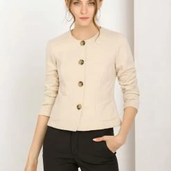Allegra K Women's Casual Fall Button Front Elegant Work Office Blazer Jacket 22 Allegra K Women's Casual Fall Button Front Elegant Work Office Blazer Jacket