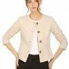 Allegra K Women's Casual Fall Button Front Elegant Work Office Blazer Jacket