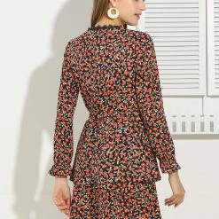 Allegra K Women's Lace V Neck Long Sleeve Belted Swing Floral Tiered Dress 20 Allegra K Women's Lace V Neck Long Sleeve Belted Swing Floral Tiered Dress