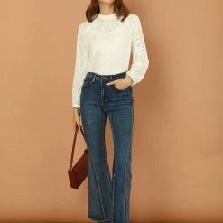 Allegra K Women's Lace Floral Blouse Long Sleeve Stand Collar Elegant Vintage Top Shirt 15 Allegra K Women's Lace Floral Blouse Long Sleeve Stand Collar Elegant Vintage Top Shirt