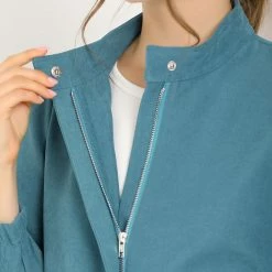 Allegra K Women's Faux Suede Stand Collar Concealed Placket Pockets Short Bomber Jacket 19 Allegra K Women's Faux Suede Stand Collar Concealed Placket Pockets Short Bomber Jacket