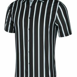 Allegra K Men's Summer Striped Shirts Short Sleeves Button Down Beach Color Block Shirt